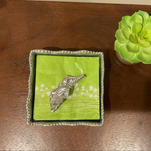 Mariposa Dining Mariposa Beaded Cocktail Napkin Holder Box Leaf